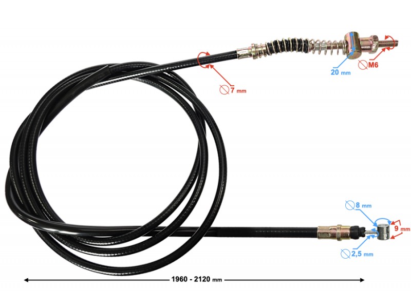 Rear brake cable for scooter with GY6 210cm engine
