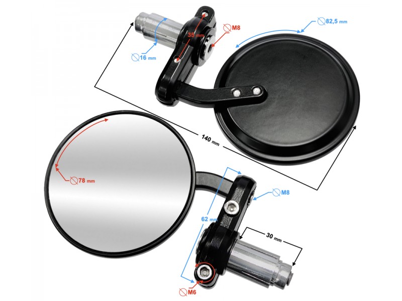 Mirrors into handlebar Naked street universal without homologation