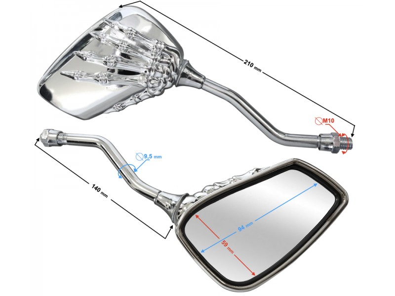 Chrome-plated mirrors M10 frame without approval