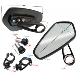 Naked street mirrors assembled on handlebar universal without homologation