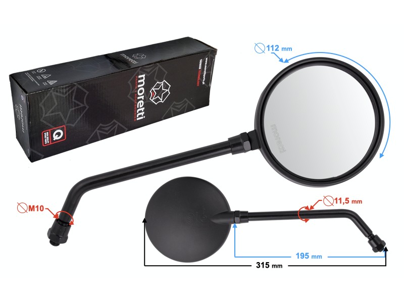 R + R mirrors for motorcycle (thread diameter 10mm) with homologation