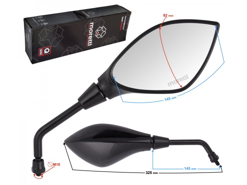 R + R Mirrors, black (thread diameter 10mm) for moped - MRT 1106 with homologation R + R Mirrors, black (thread diameter 10mm) for moped - MRT 1106 with homologation