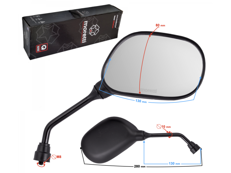 Mirrors L + R (thread diameter 8mm) for scooter GTR with homologation