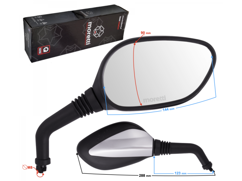 Mirrors L + R (thread diameter 8mm) for scooter Rocky with homologation