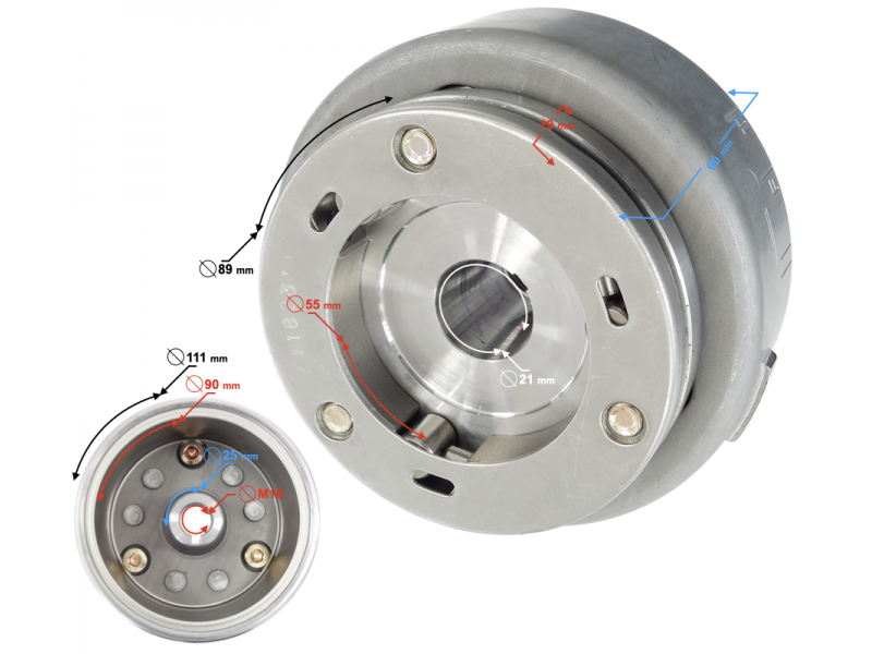 Magneto for Moretti engine vertical 162FMJ, 150cc 4T 5-speed manual