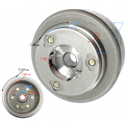 Magnetic rim for Moretti engine horizontal 154FMI, 125cc 4T, 4-speed manual, black