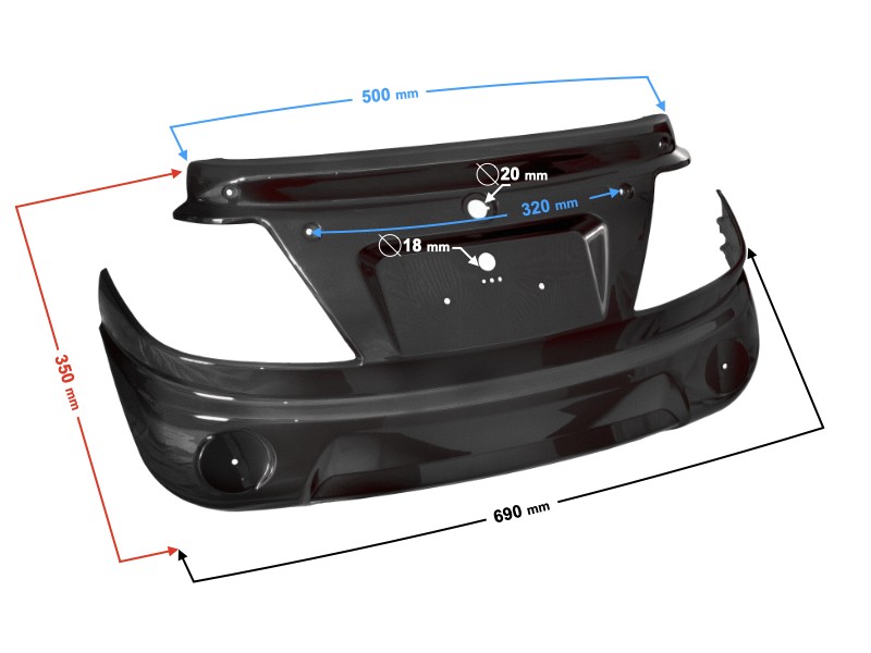 Rear casing for Tres scooter, black