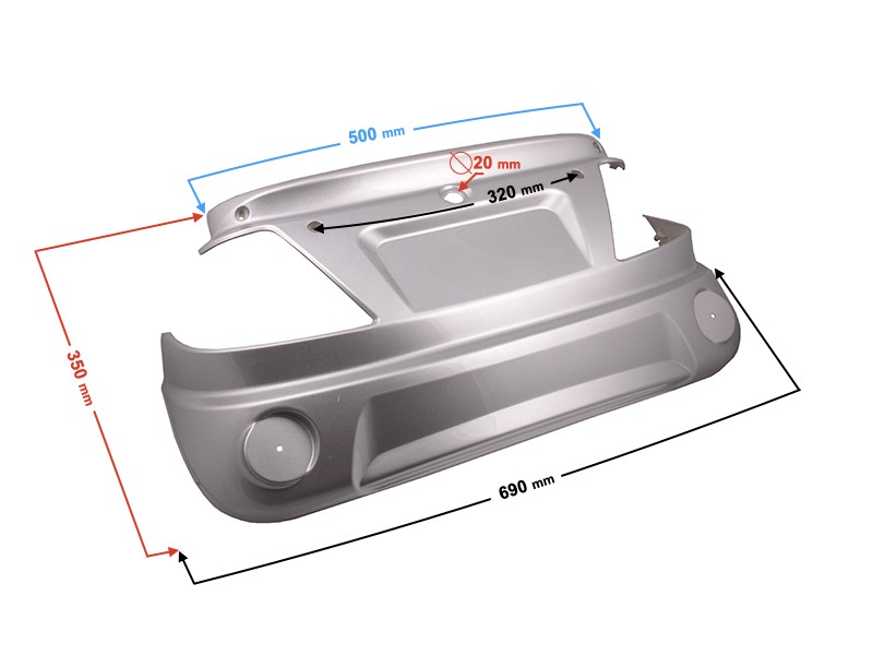 rear casing for Tres scooter, silver