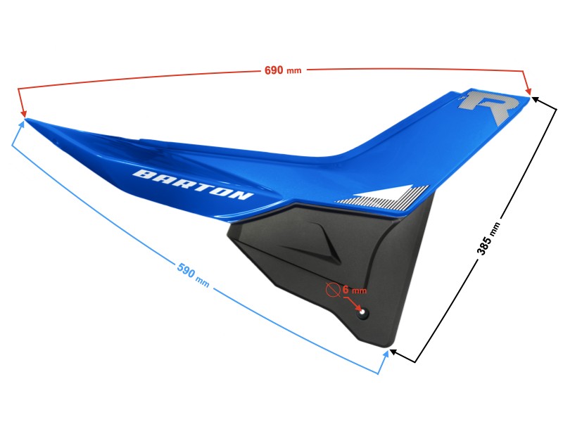 Side (rear) right casing for FR 2 moped, blue