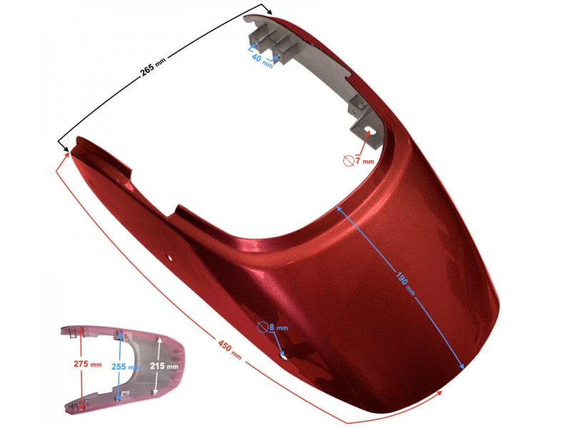Rear cover, red for motorcycle Classic 125 Rear cover, red for motorcycle Classic 125