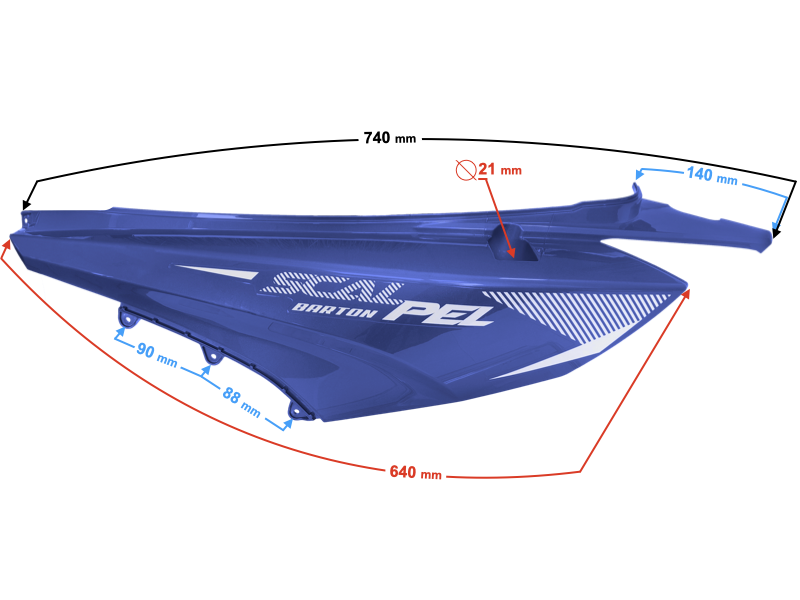 Rear left cover, blue Scalpel 50