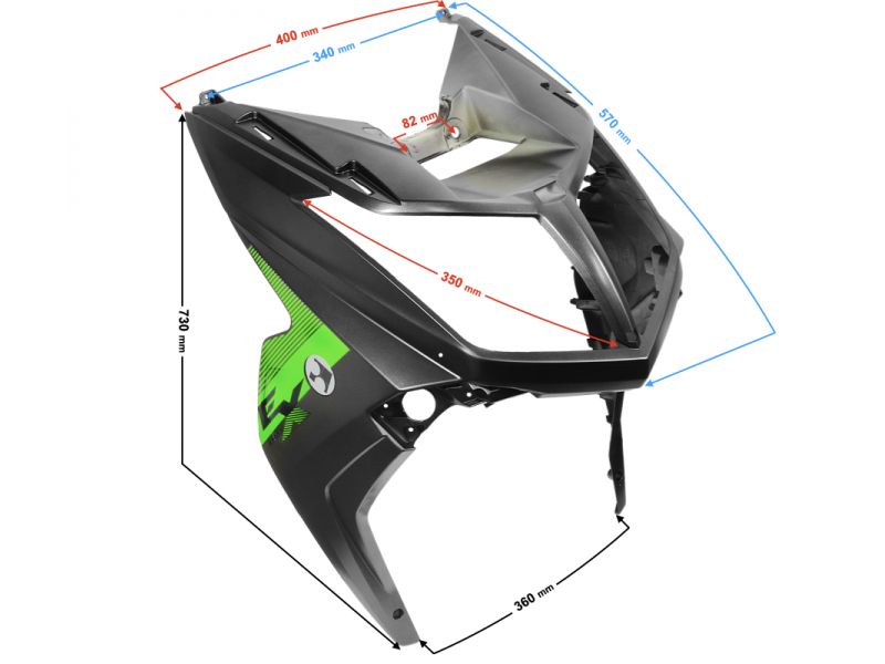 Headlamp cover, graphite for E-Max scooter