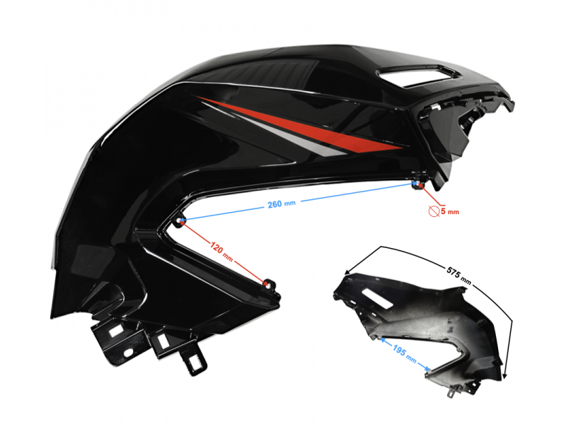 Fuel tank Cover: right red BLADE R