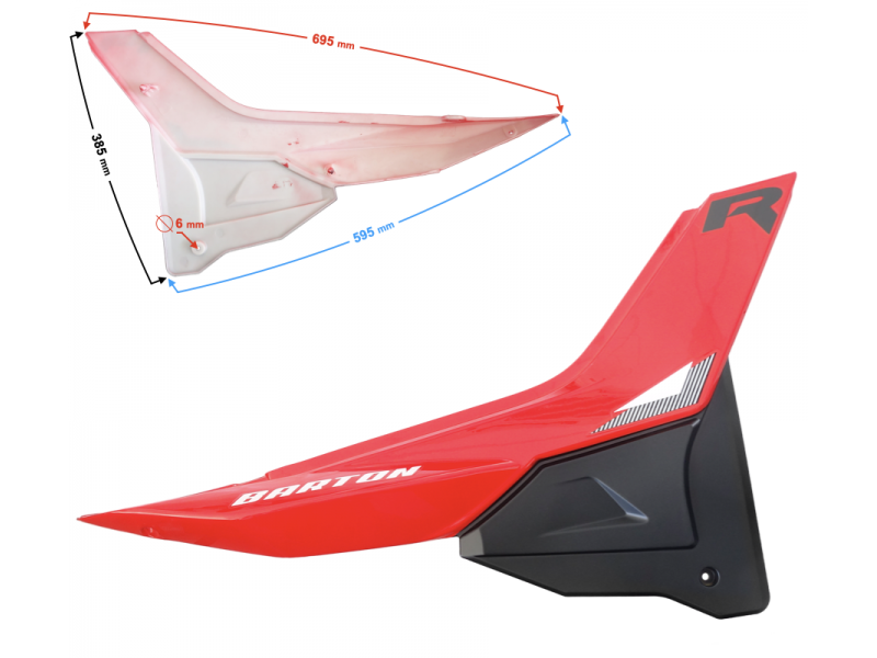 Side (rear) Cover right red for moped FR 2 2023