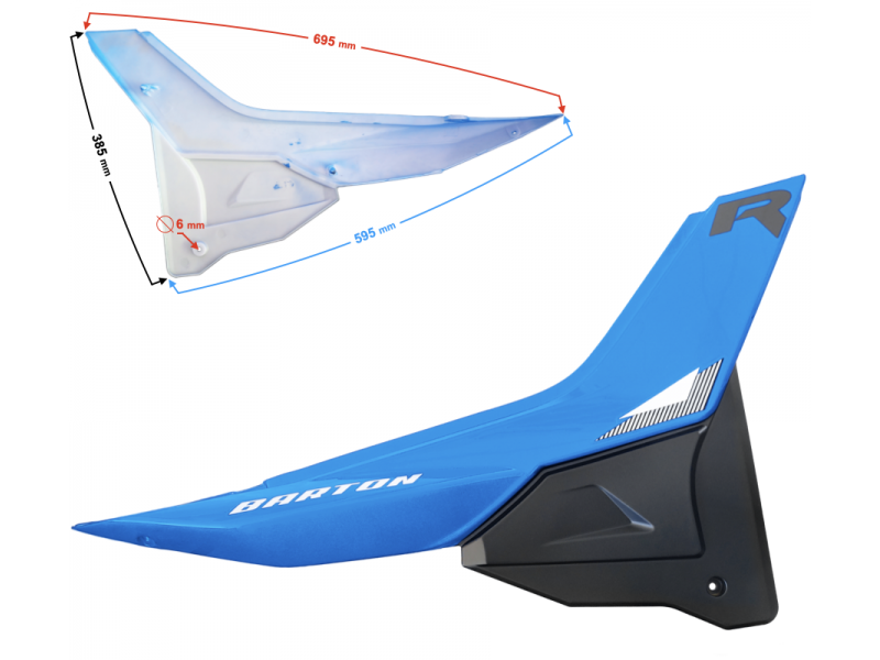 Side (rear) Cover right blue for moped FR 2 2023