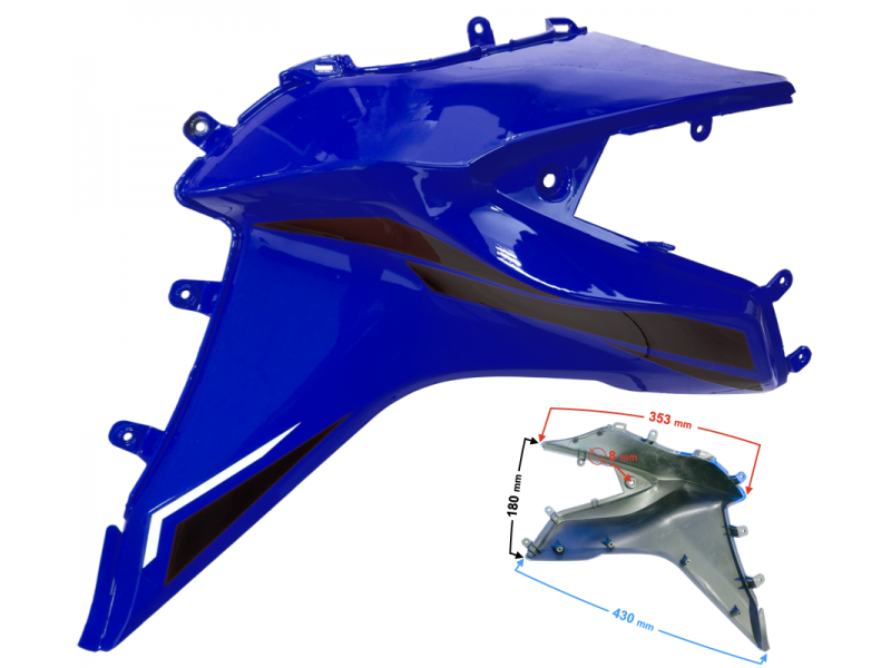 Fuel tank housing right blue GT 125