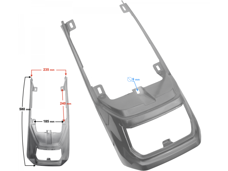 Rear cover, graphite for Fighter 2 moped