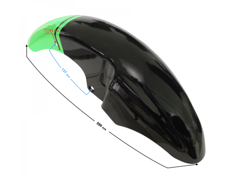 Cover - front fender black - green for moped Sprint 2