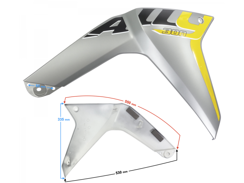 Fuel tank housing lower right yellow VOGE 300 Rally