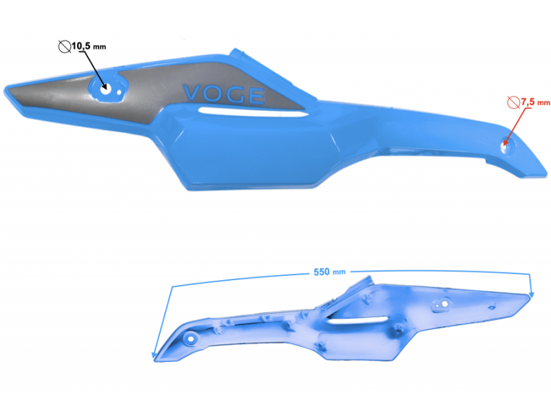 Fuel tank housing upper left blue VOGE 300 Rally