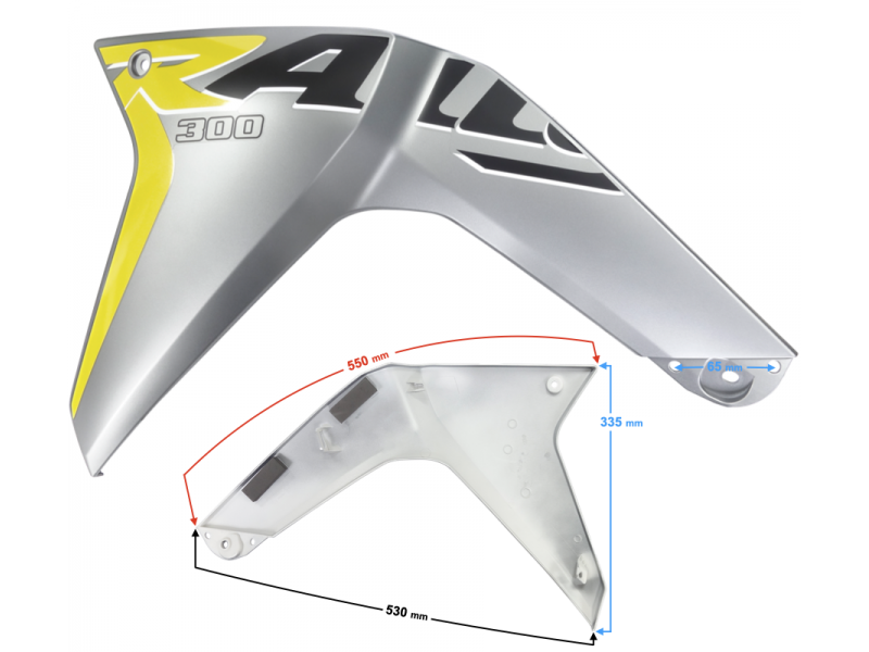 Fuel tank housing lower left yellow VOGE 300 Rally