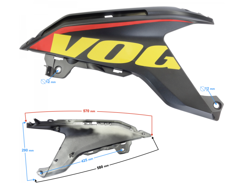 Fuel tank housing left black-yellow VOGE 125R
