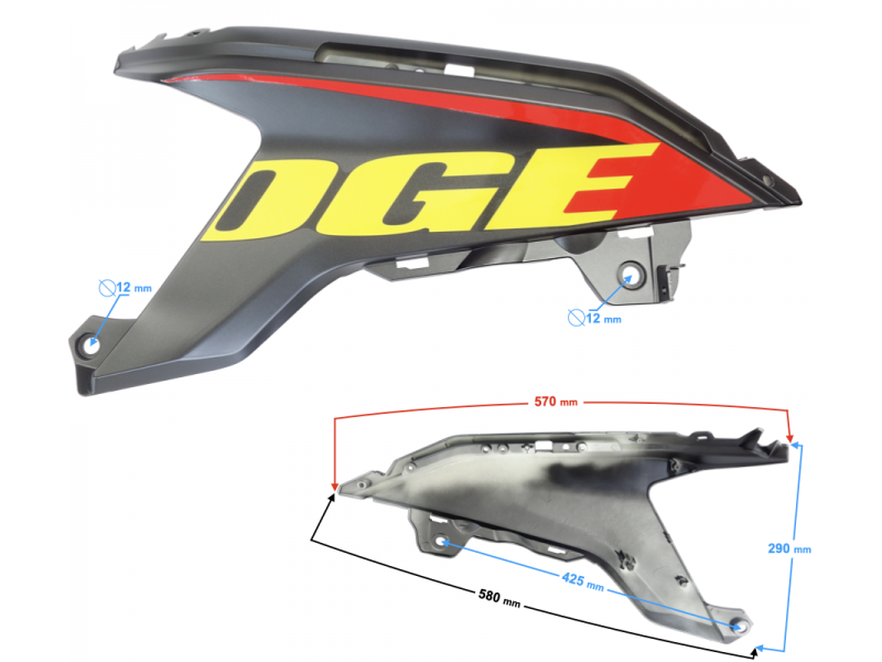 Fuel tank housing right black-yellow VOGE 125R