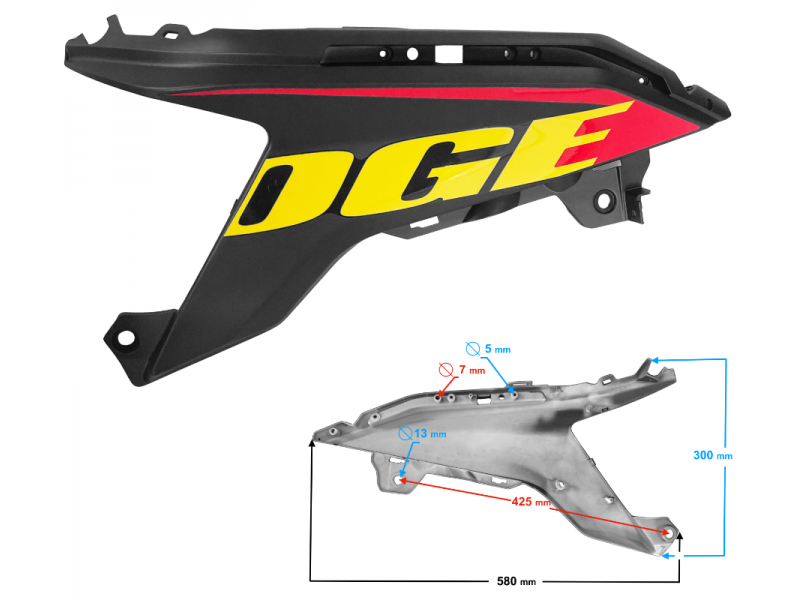 Fuel tank housing right black VOGE 125R