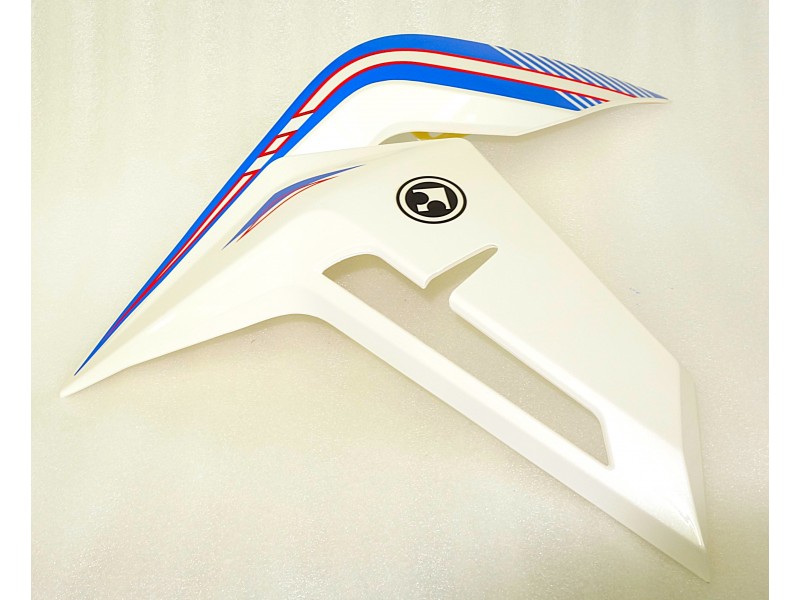 Left fuel tank cover, upper part white-blue Rally 125