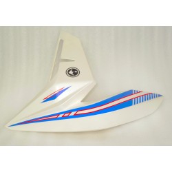 Fuel tank cover right, upper part white-blue Rally 125
