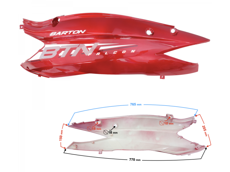 Rear left cover red gloss for Falcon 2 scooter
