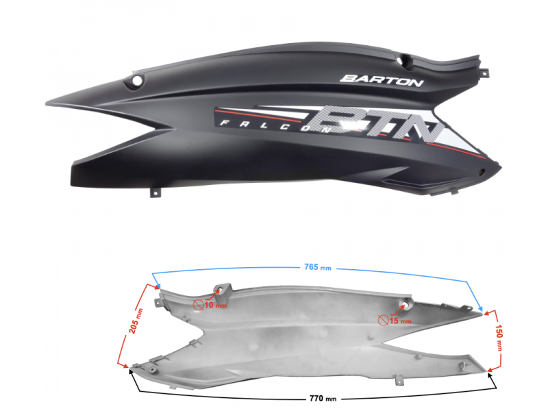 Rear right cover gray matte for Falcon 2 scooter