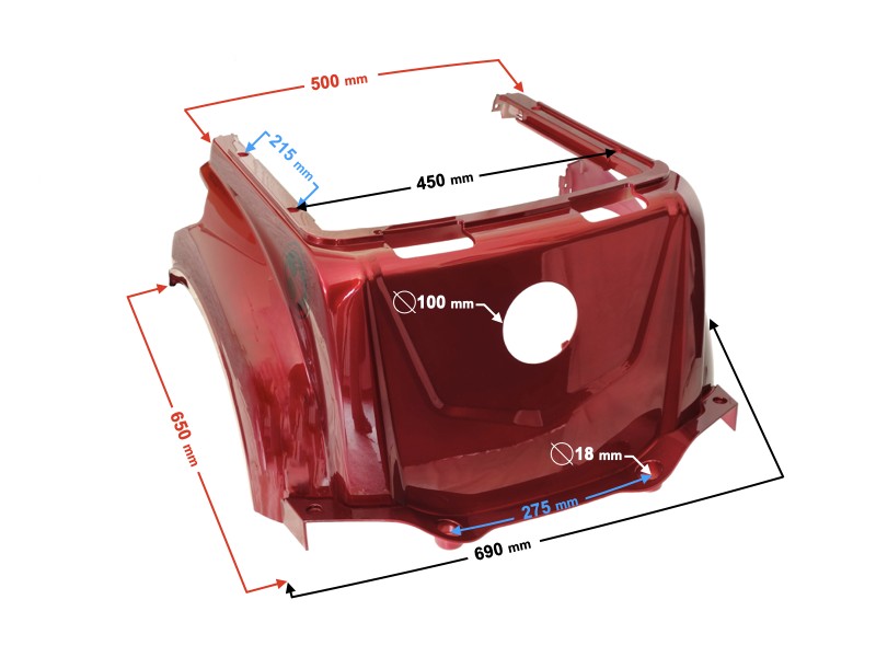 Central cover, red Tres scooter
