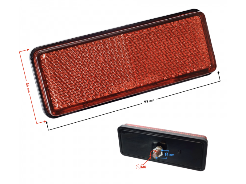 Rear reflector, red for scooter