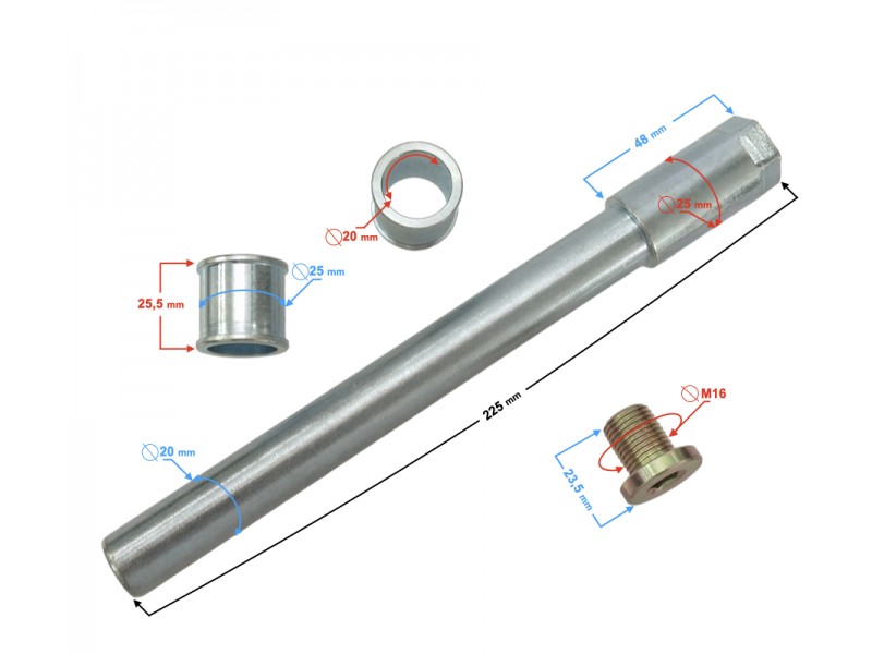 Front wheel axle for DB250 MZK