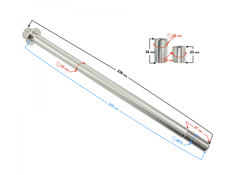 Front wheel axle YADEA T2