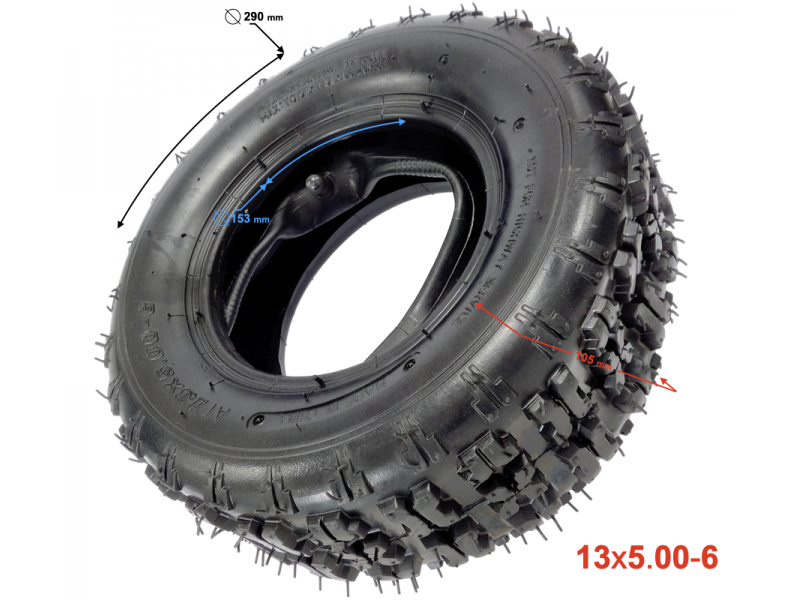 Tyre with tube ATV 13x5.00-6