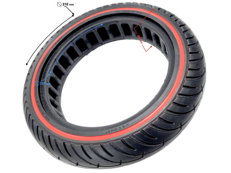 Solid tyre for electric scooter 8 1/2x2 red stripe