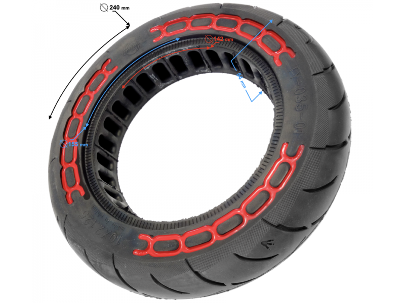 Tire for scooter 10x2.125 red dots