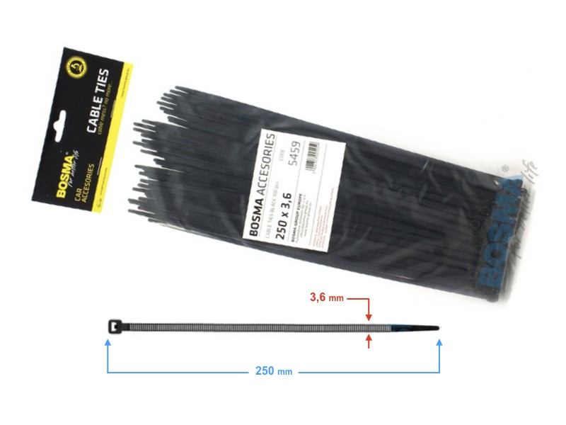 BOSMA clamping band 3,6*250 mm black (100pcs)