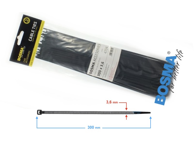 BOSMA clamping band 3,6*300mm black (100pcs) BOSMA clamping band 3,6*300mm black (100pcs)