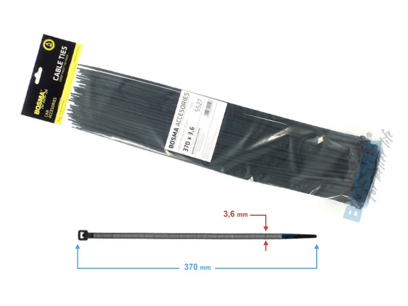 BOSMA clamping band 3,6*370mm black (100pcs)