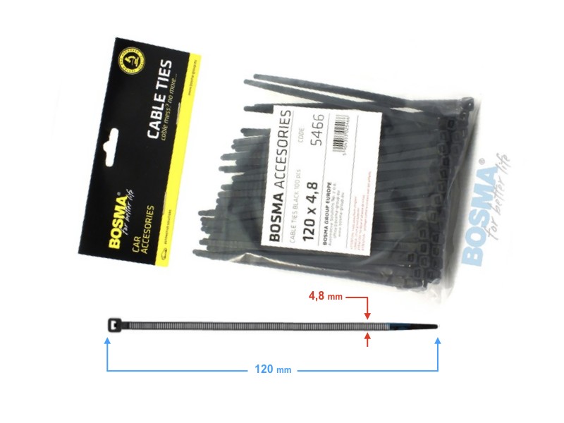 BOSMA clamping band 4,8*120mm black (100pcs)