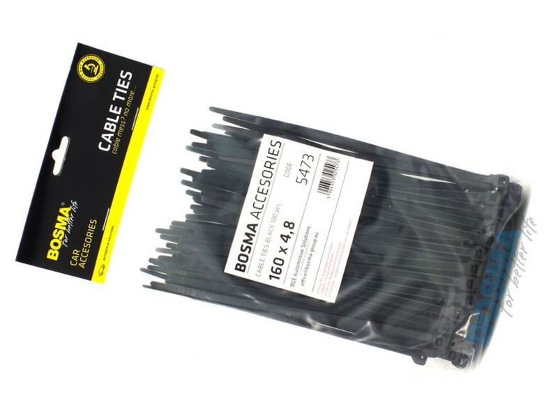 BOSMA clamping band 4,8*160mm black (100pcs)