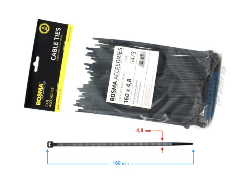 BOSMA clamping band 4,8*160mm black (100pcs)