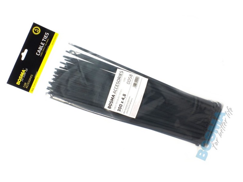BOSMA clamping band 4,8*300mm black (100pcs)