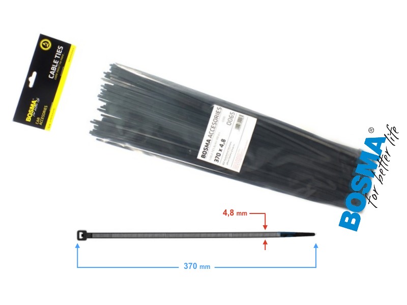 BOSMA clamping band 4,8*370mm black (100pcs)