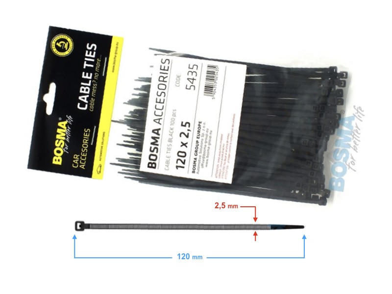 BOSMA clamping band 2,5*120mm black(100pcs)