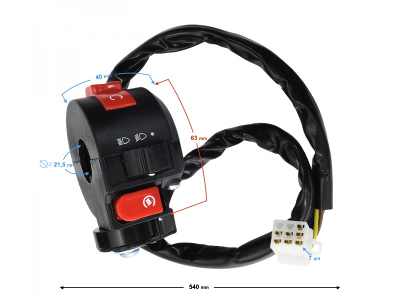Combined switch, right for ATV 110 with suction lever (7 pin)