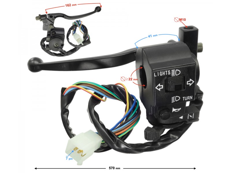 Combined switch left for moped with suction lever